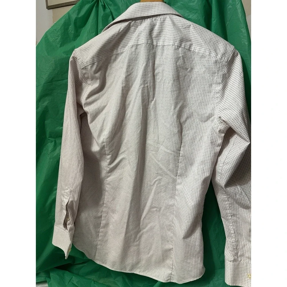 Banana Republic Shirt Mens Medium White Slim‎ Fit Non Iron Geometric Print